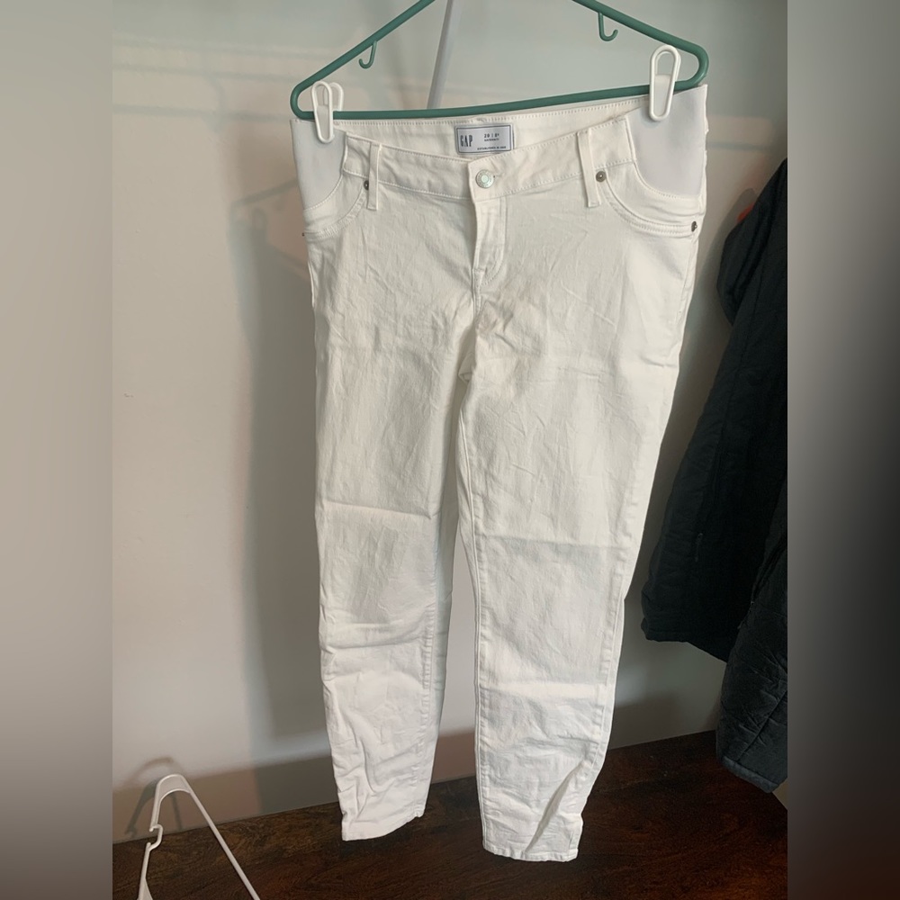 gap Maternity side panel white skinny jeans